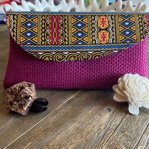 Small Pink Patterned Clutch Purse